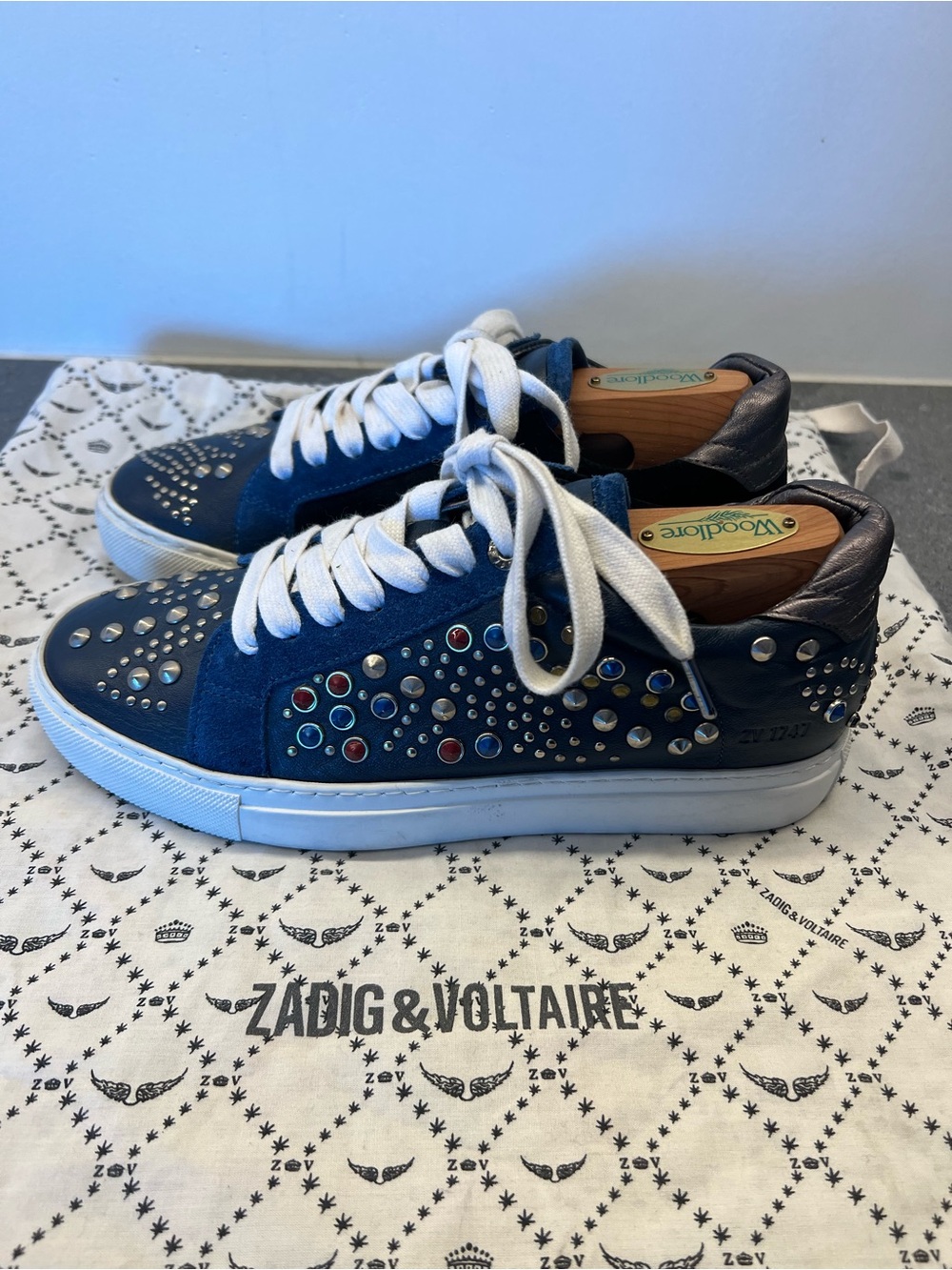 Zadig & Voltaire women’s Navy Studded Sneakers - Navy